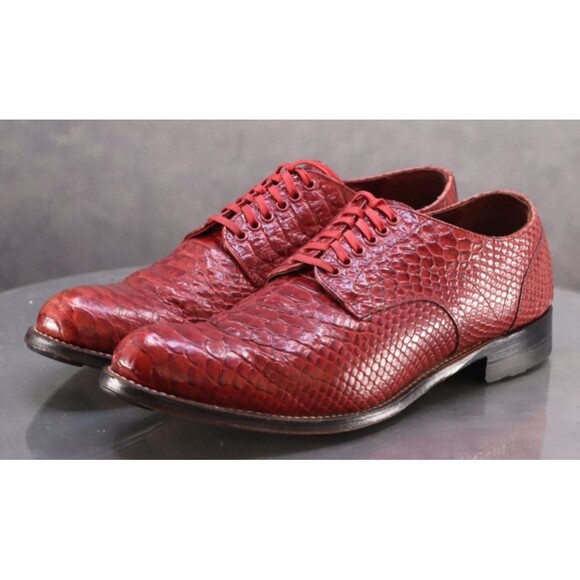 Stacy Adams Men's Dress Oxfords Shoes Size 8.5 D Crocodile Print Leather Red - Picture 1 of 13